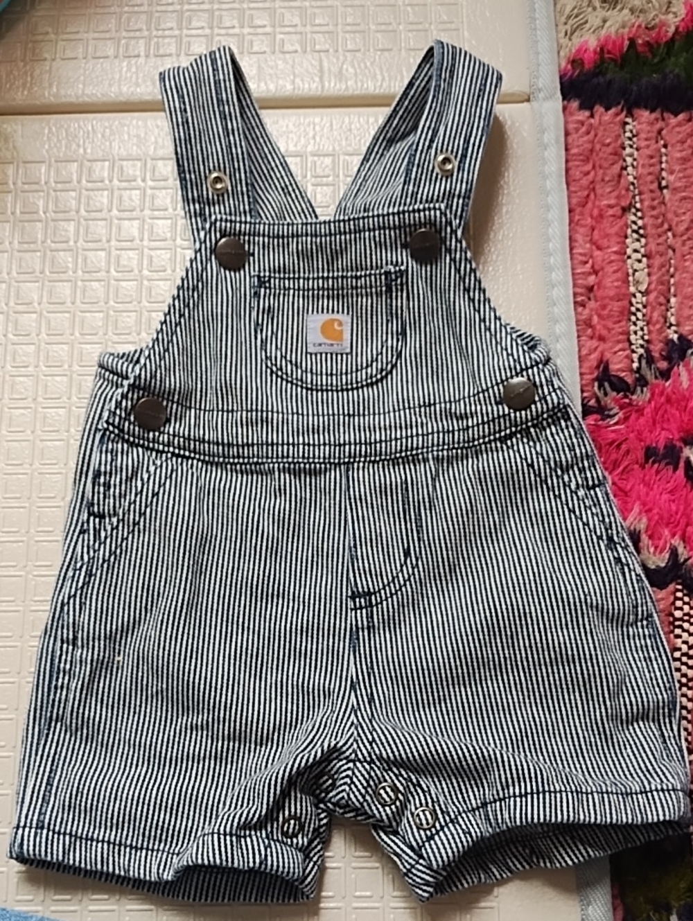Carhartt Navy & White Pinstripe Shortalls